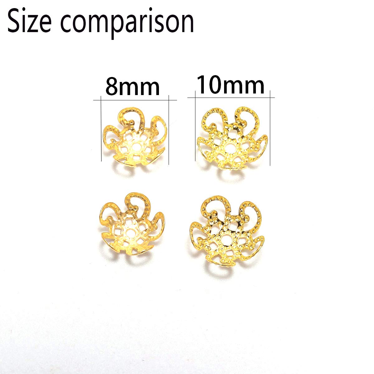 100 Pcs 8mm Shiny Vintage Filigree Gun Black Flower Bead End Caps - Metal Jewelry Findings for DIY Bracelets, Earrings, Necklaces - Perfect for Handmade Boho, Gothic & Vintage Style Jewelry Making (8mm x 100pcs)