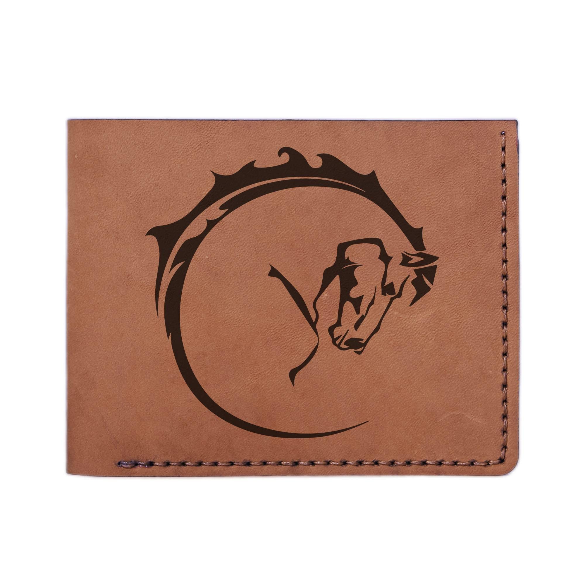 Genuine Handmade Pull-Up Leather Wallet for Men with Tribal Horse Design - Durable & Stylish for Everyday Use, Travel, and Gifts