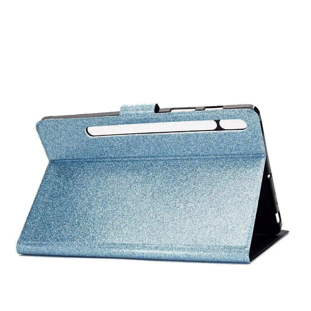 Magnetic Auto Wake Sleep Smart Cover for Samsung Galaxy Tab S7 T870 T875 with Glitter Design & Card Slot - Perfect for Work, Study, and Entertainment