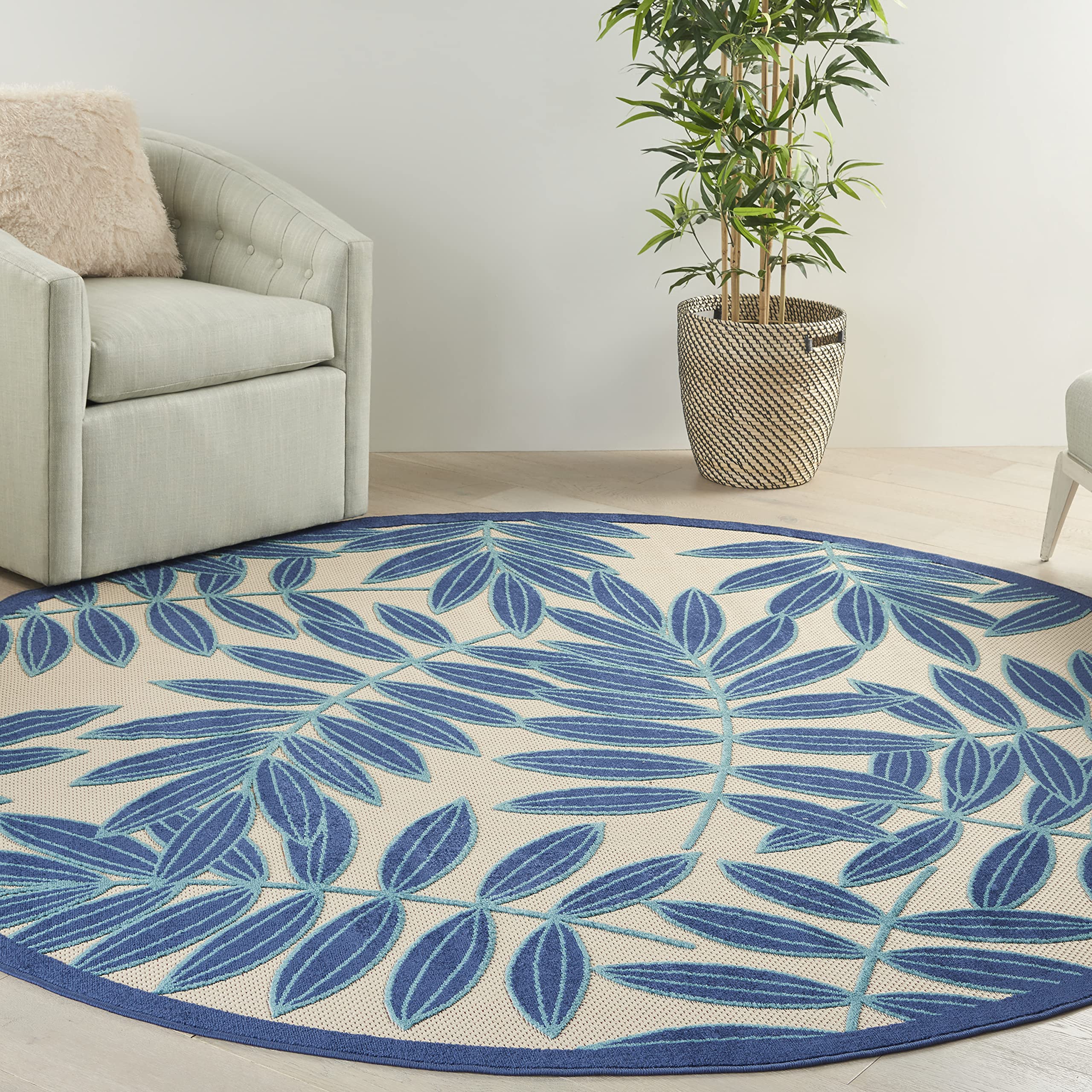 Nourison Aloha Indoor/Outdoor Navy Blue 7'10