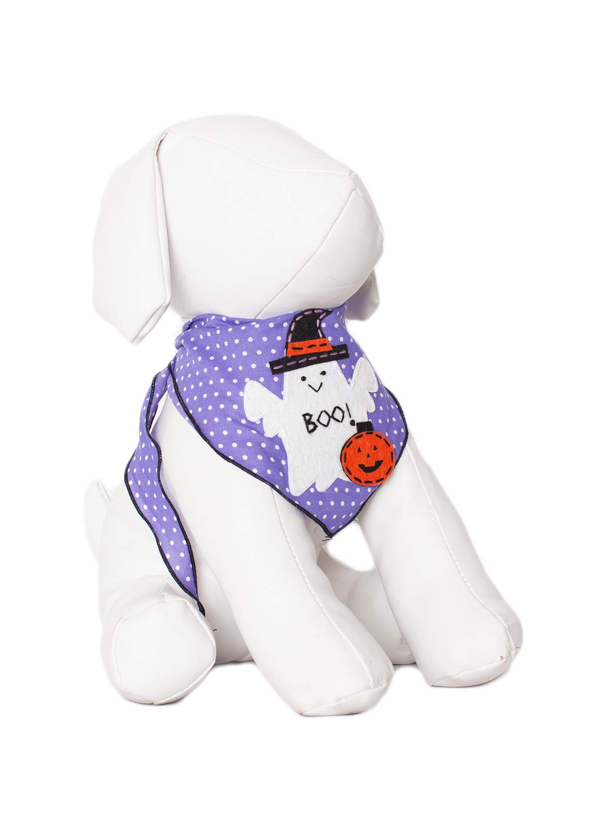 Halloween Dog Bandanas for Medium to Large Dogs - Boo & Friends Design - 100% Cotton Pet Bandana for Costume Parties, Trick or Treating & Photo Shoots