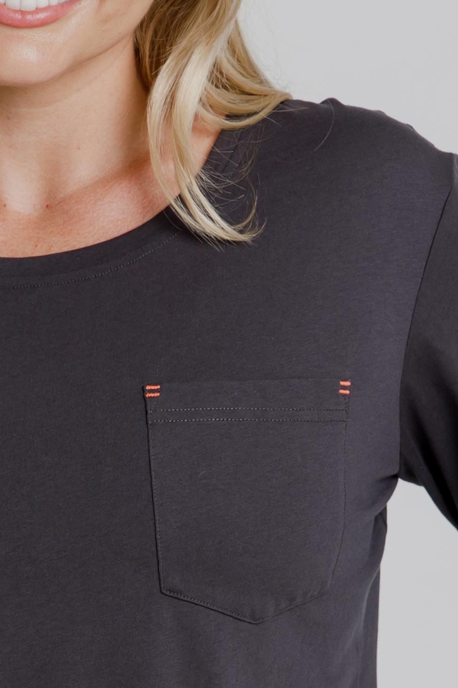 Stylish Women's Long Sleeve T-Shirt - Soft Cotton Casual Top in Charcoal Black | Perfect for Everyday Wear, Office & Fall Outfits