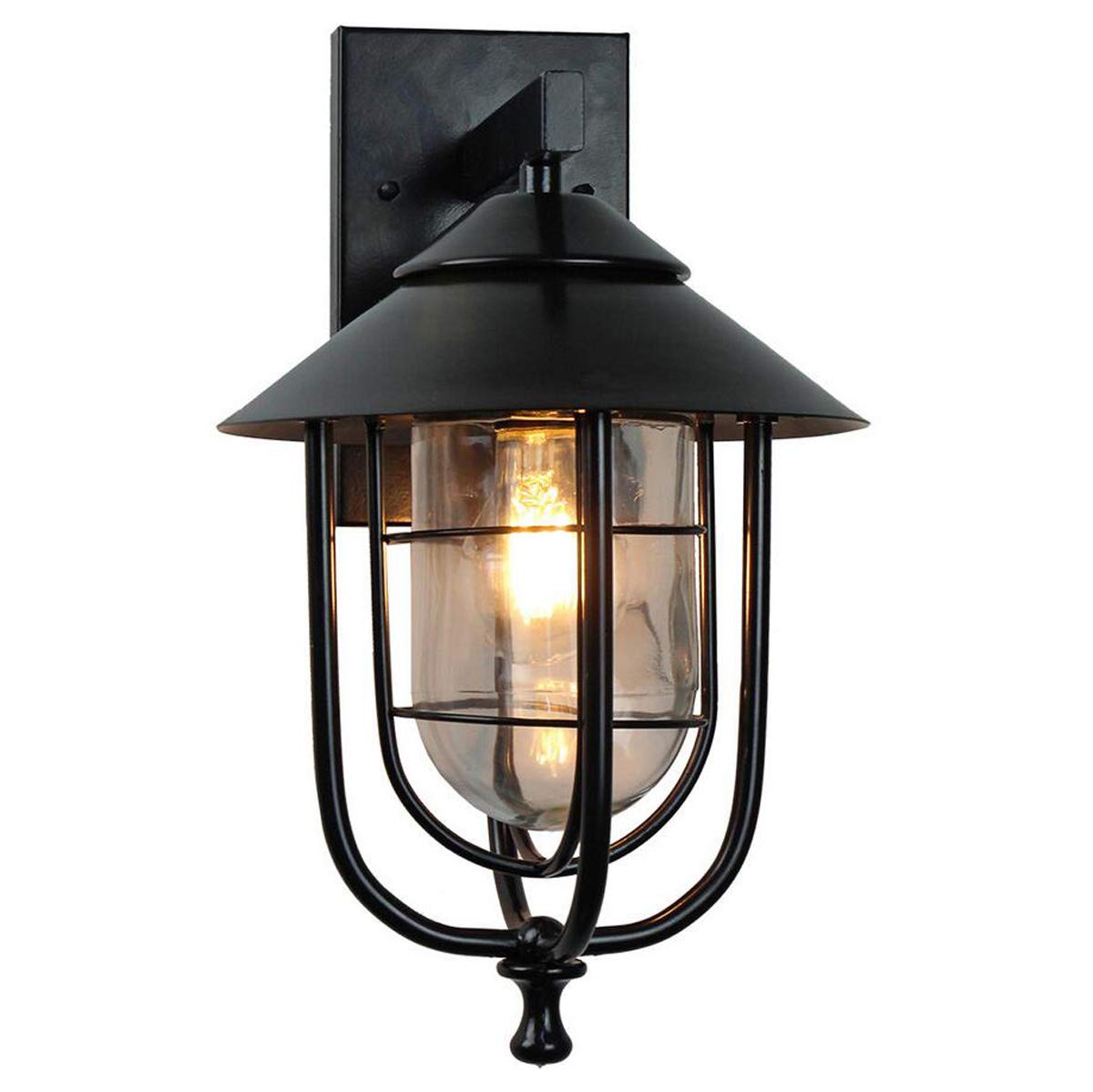 Vintage Iron Outdoor Wall Lantern with Clear Seeded Glass - Waterproof Rainproof Exterior Light for Porch, Garden, Patio, Staircase & Balcony | Perfect for Indoor/Outdoor Decoration & Nighttime Ambience