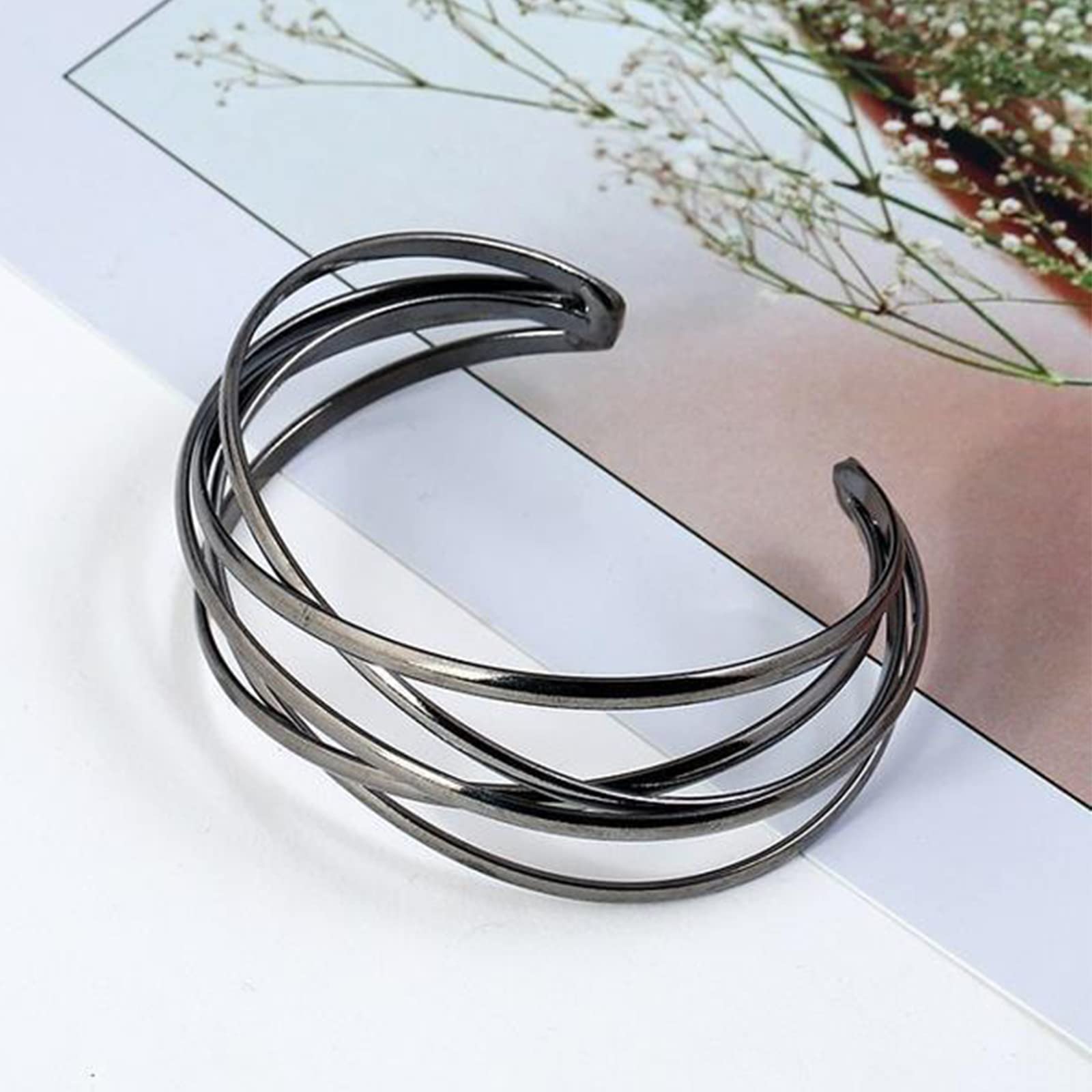 Elegant Gold Bangle Bracelets for Women - Adjustable Multi-Layer Cuff Bracelet Set | Perfect for Parties, Weddings & Everyday Wear