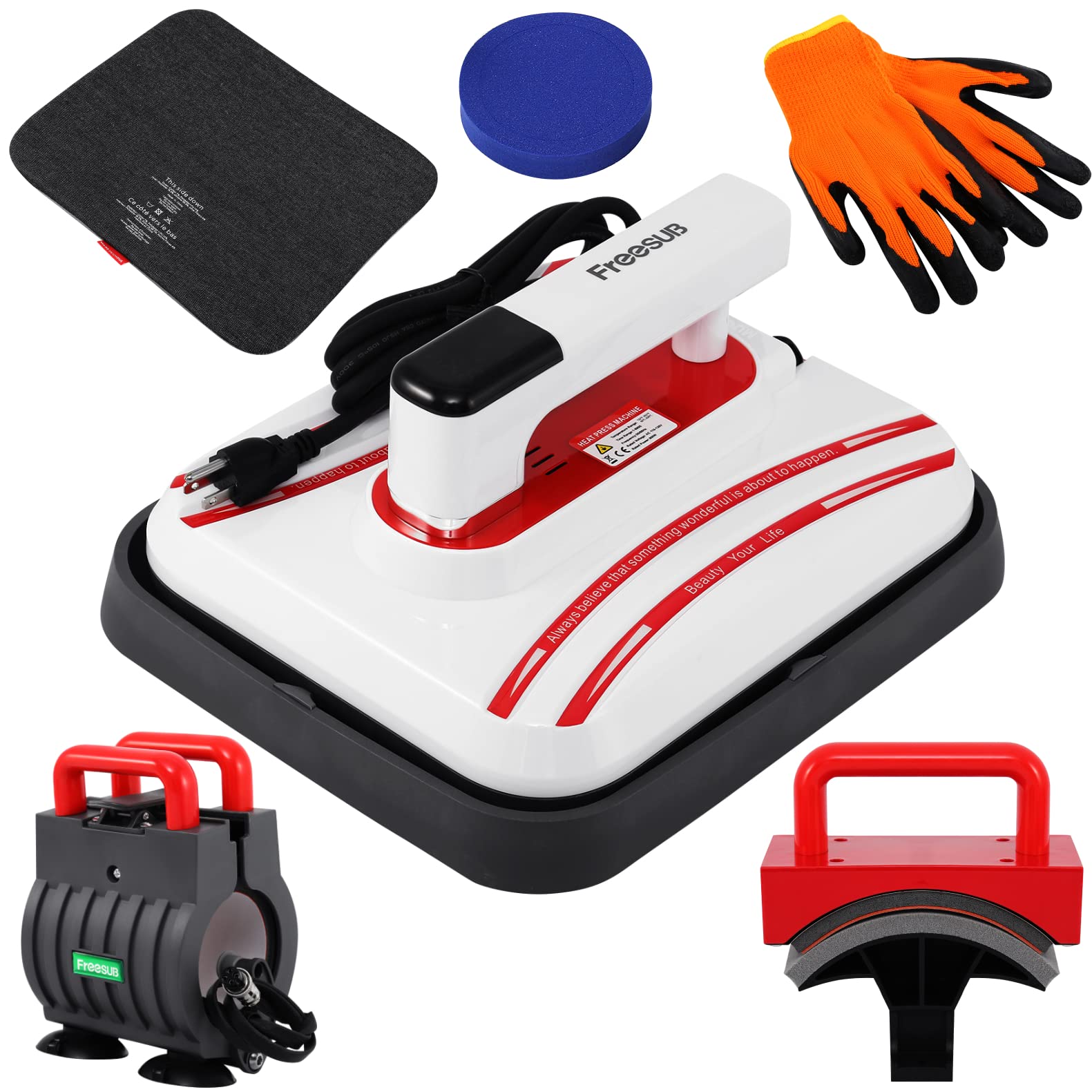 iGlobalBuy 12x10'' Portable 4-in-1 Heat Press Machine 800W with Mug Press Attachment & Touch Screen - Perfect for DIY T-Shirts, Hats, Mugs, Plates & Aluminum Printing - Home Crafting & Small Business Use