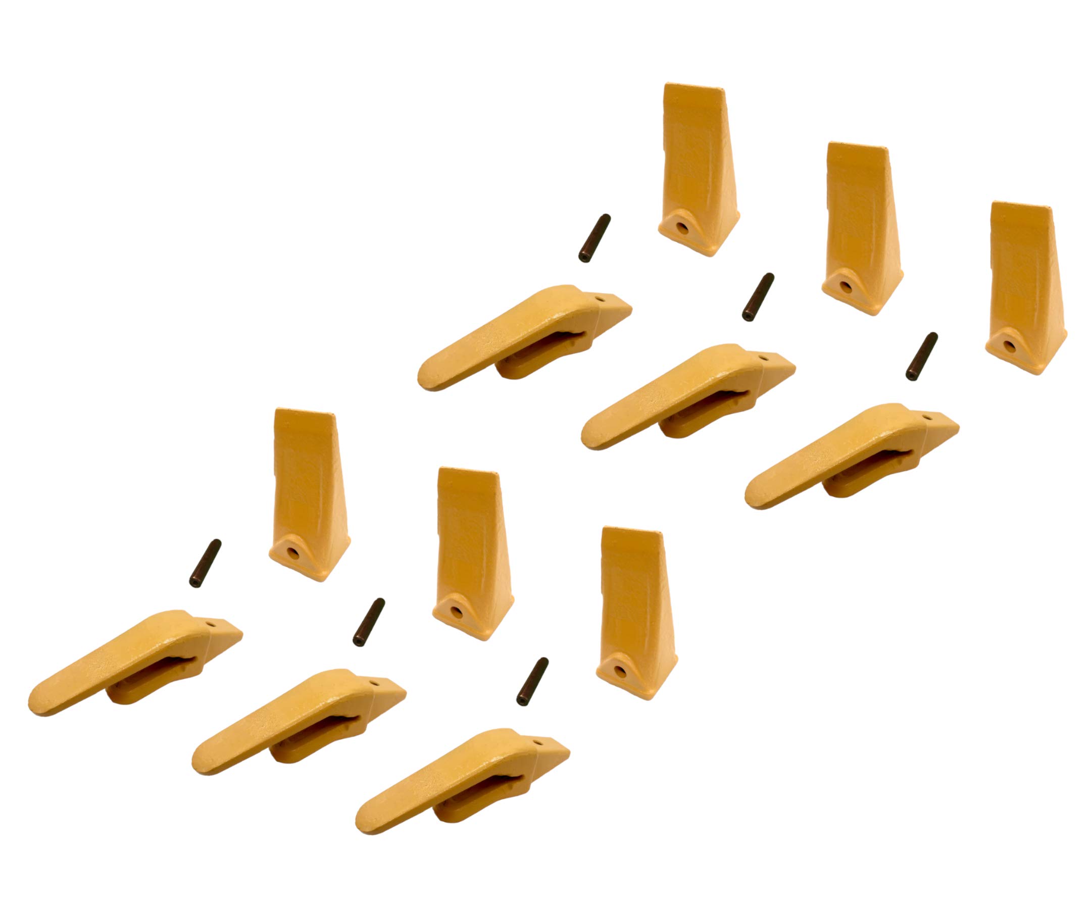 Mini Excavator Weld-on Bucket Adapters, Teeth & Pins Combo Set - Compatible with CAT VRS-50 (6) | Model 238-3204 3/4