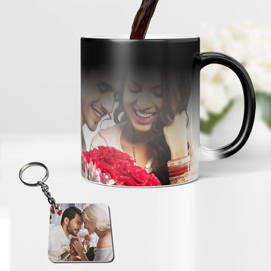 Personalized Custom Photo Quote Name Magic Mug - 325ml Black Ceramic Cup for Birthday, Valentine's Day, Anniversary Gifts | Great for Coffee, Tea & Hot Drinks | Perfect Gift for Girlfriend, Boyfriend, Wife, Husband
