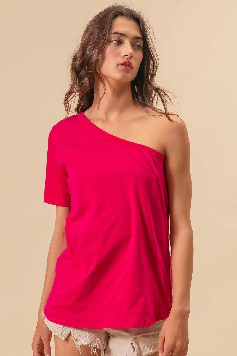 Stylish BiBi Cotton Spandex Knit One Shoulder Tops for Women | Trendy Summer Casual & Party Wear | Perfect for Beach Outings, Date Nights, and Club Events