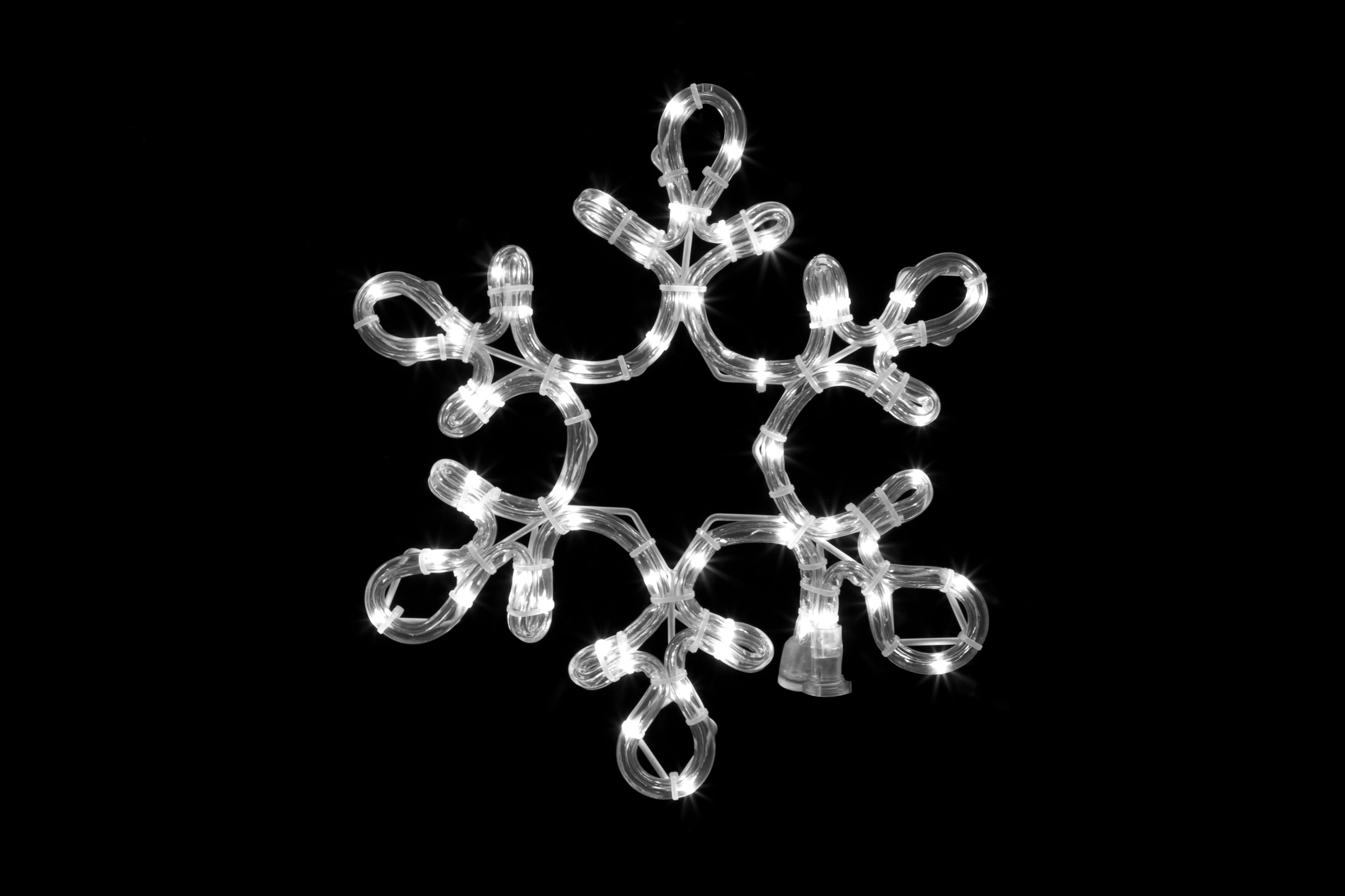 12 Pack Pure White Rope Light Snowflake with Star Centerpiece - Outdoor Christmas Decorations for Porch, Yard, and Holiday Party Decor