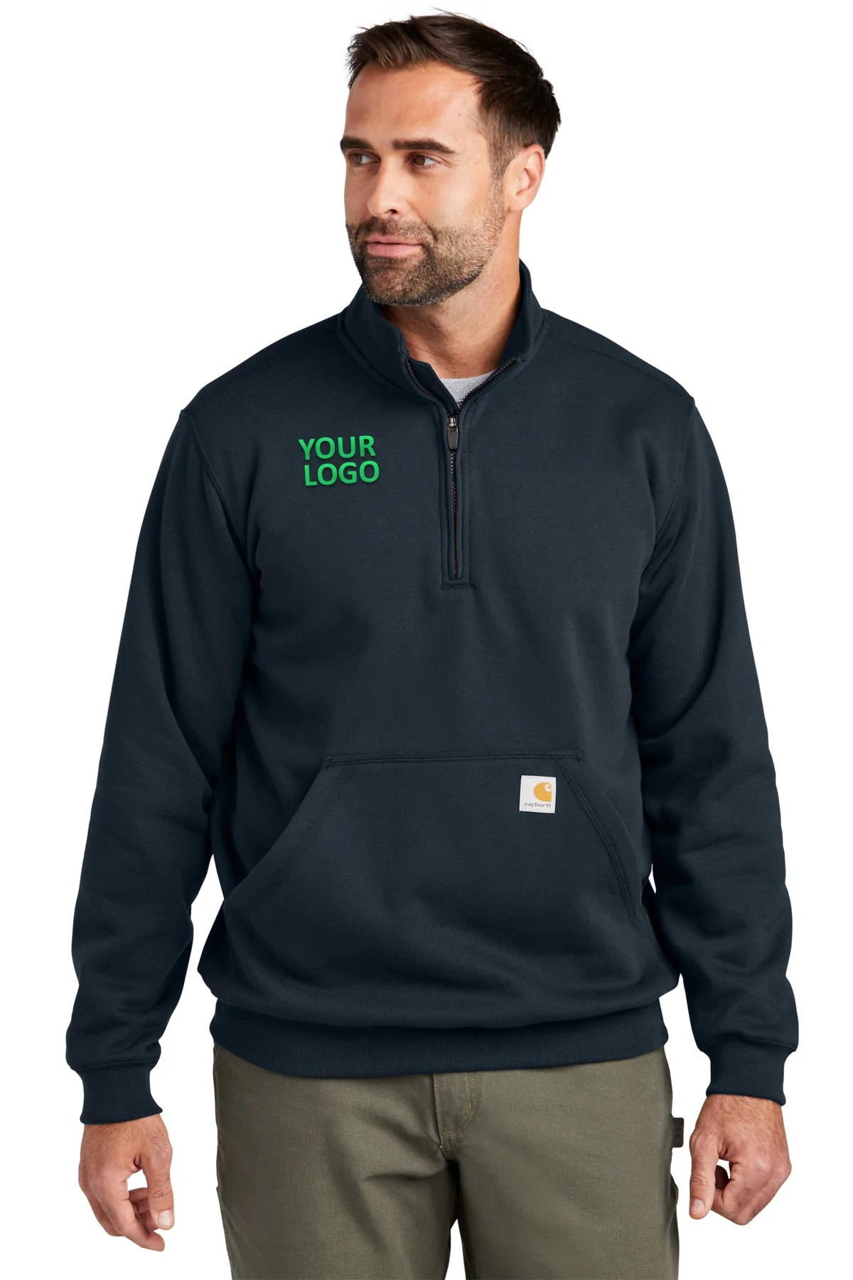 Carhartt Mock Neck Sweatshirt for Men - Custom Fit, New Navy Color - Perfect for Workwear & Casual Outfits