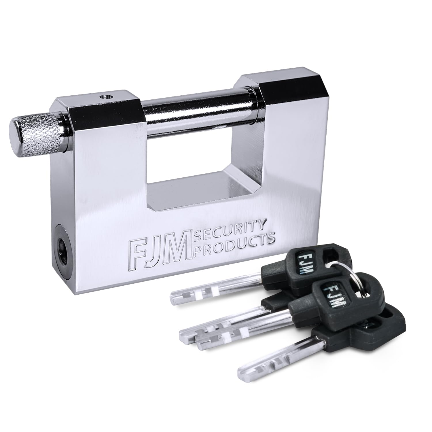 FJM SPSA80-KD High Security D-Style Padlock - Heavy Duty Anti-Theft Trailer Lock, Bike Lock & Door Lock for Home Improvement | Outdoor Storage Shed Protection | Includes Master Lock Set with Keyed Different | 3 1/8
