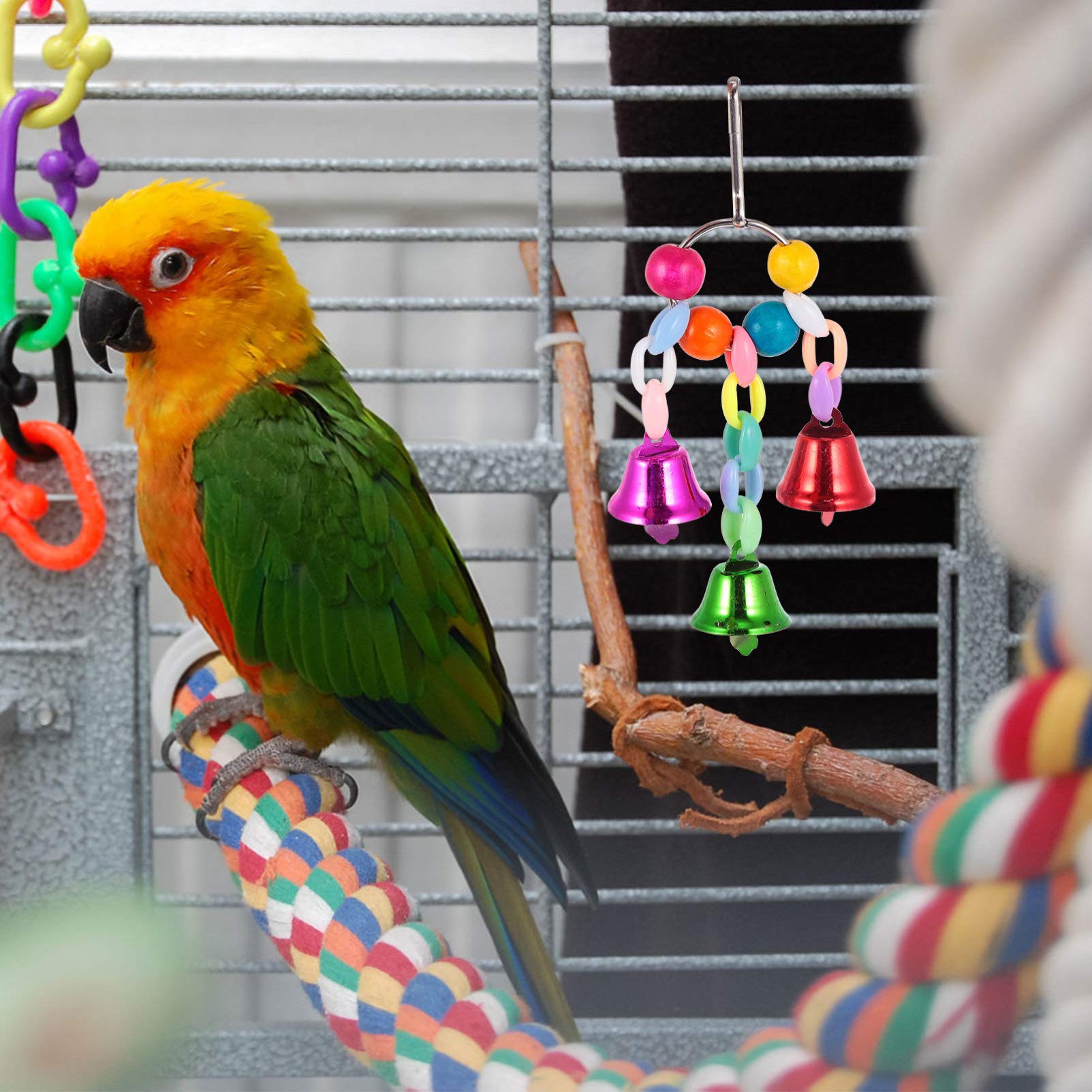 Balacoo 5pcs Natural Wooden Parrot Chew Toys - Hanging Swing & Bird Cage Accessories for Small & Medium Birds | Perfect for Playtime, Exercise & Beak Conditioning