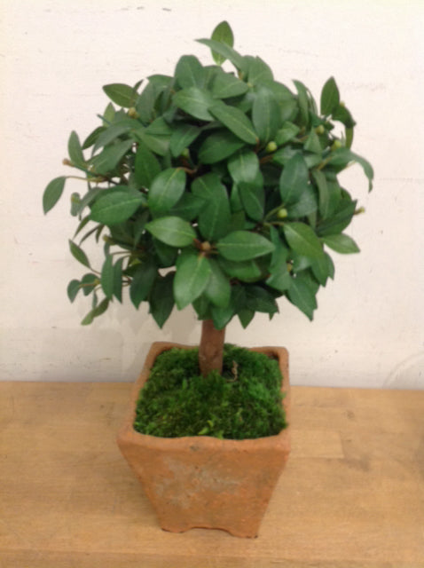 16 Inch Artificial Topiary Tree in Stone Planter - Elegant Home & Office Decor for Indoor/Outdoor Use