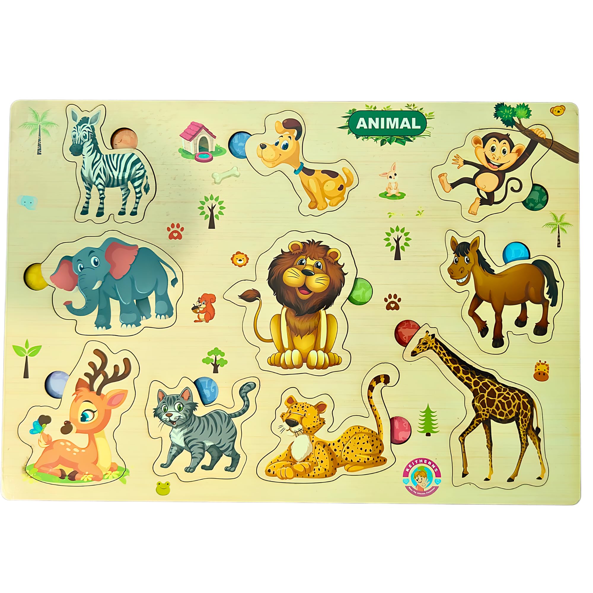 Keitherns Wooden Animal Puzzle for Kids - Educational Toy for Preschool Learning & Play