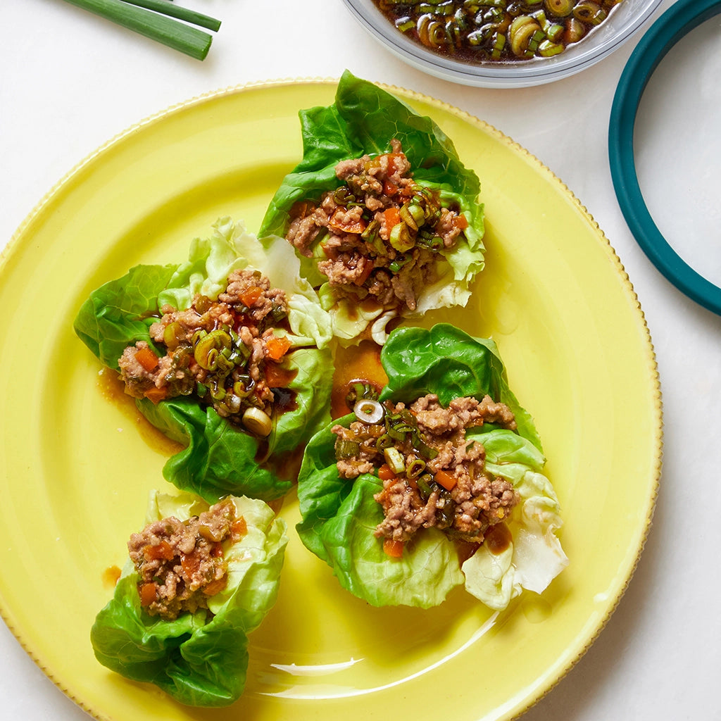 Fresh Crispy Lettuce Wraps with Homemade Scallion Dipping Sauce | Healthy Low-Carb Appetizer & Party Snack | Perfect for Keto Diet, Picnics and Family Gatherings