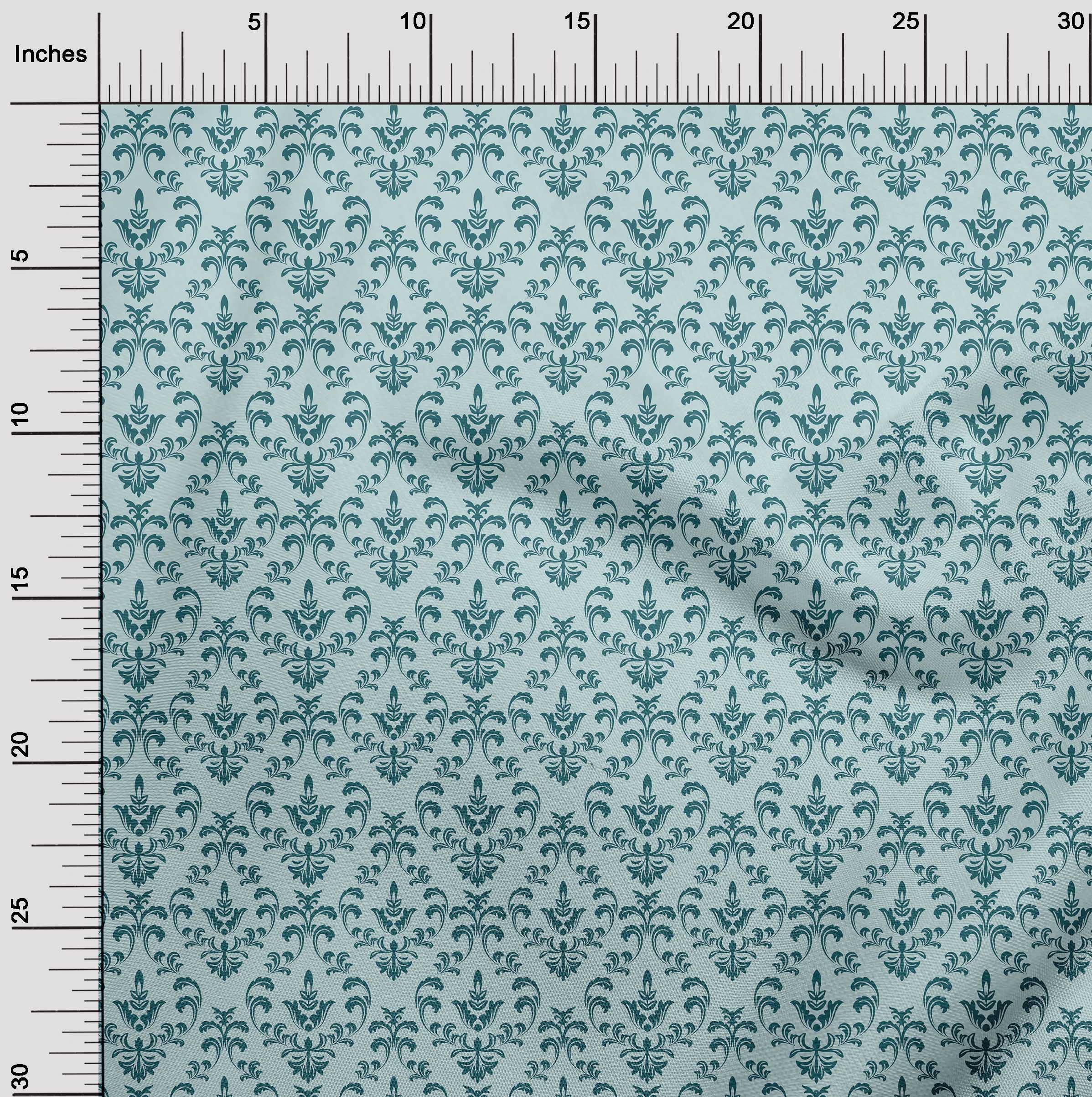 oneOone Georgette Viscose Sky Blue Fabric - 42 Inch Wide Printed Damask Material for DIY Clothing, Dresses & Home Decor Sewing Projects | Premium Sewing Supplies by The Yard