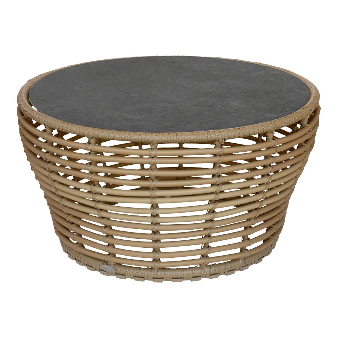 Outdoor Wicker Coffee Table - Medium Size, Weather-Resistant Rattan Basket for Patio, Garden, and Poolside Relaxation