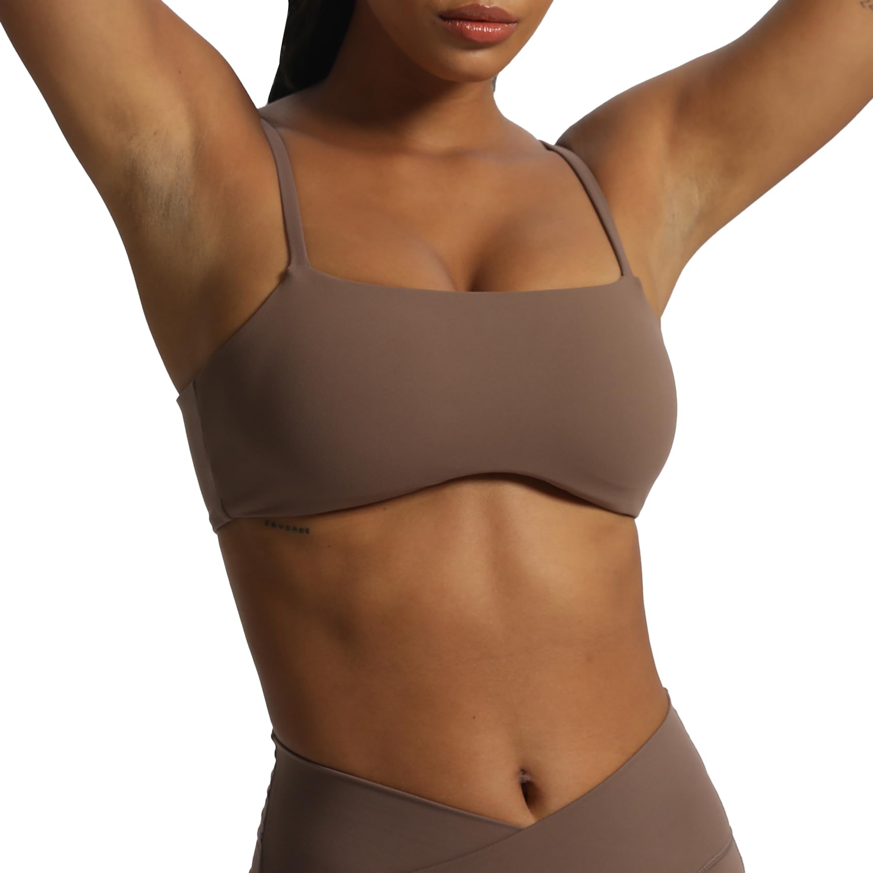 Aoxjox Women's Workout Sports Bra - Seamless Bandeau Crop Top for Yoga, Running, Fitness & Training - Breathable & Supportive Activewear for Gym & Outdoor Exercise