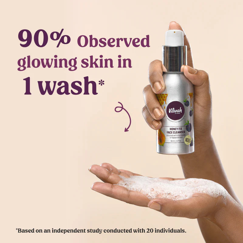 Natural Honey Fix Face Wash with 10% Raw Honey - Gentle Cleanser for Acne-Prone & Sensitive Skin - Daily Skincare Routine for Glowing Complexion