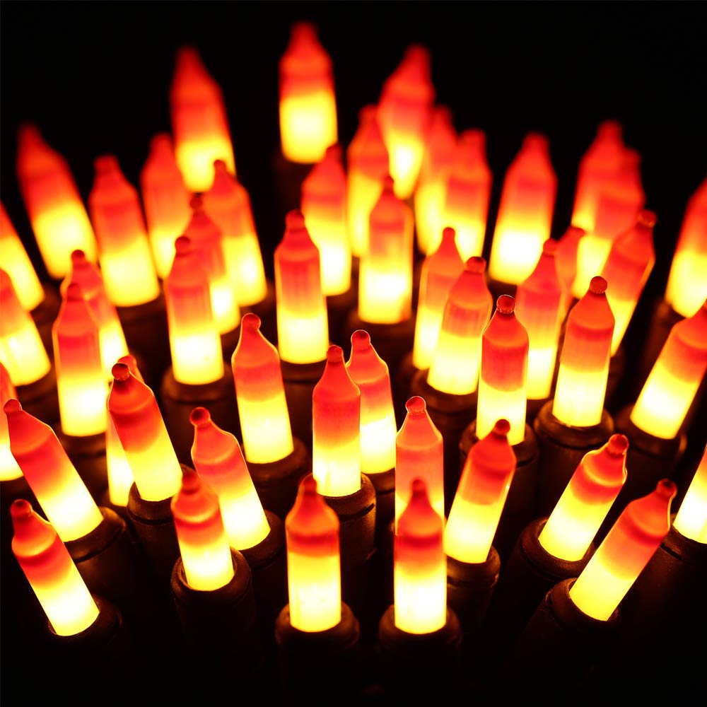 Halloween String Lights - 24ft 100 LED Orange & Yellow Mini Bulbs, Indoor/Outdoor Halloween Decorations for Yard, Garden, Party, Home, Holiday | Perfect for Halloween Porch Lighting & Spooky Atmosphere