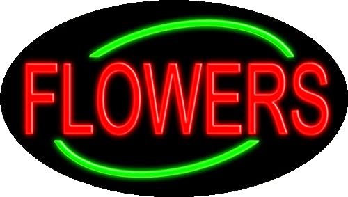 Vintage Flowers Glass Neon Sign #14206 - Handmade in USA, Perfect for Home Decor, Bar, Cafe & Wedding Venue Lighting