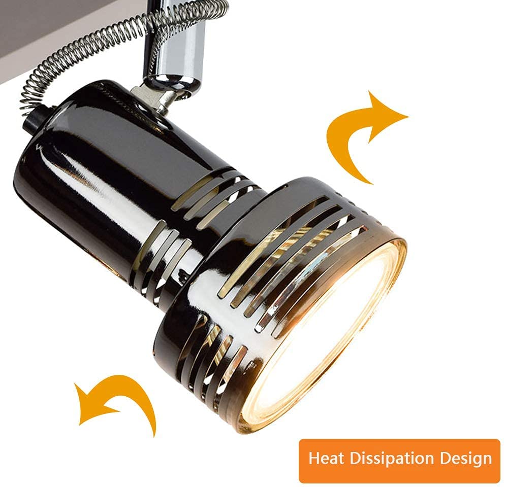 DLLT Modern 6-Light LED Track Lighting Fixture - Adjustable Directional Ceiling Spotlight for Kitchen, Living Room, Dining Room & Office - Flush Mount Foldable Rail System with Rotatable Heads & Swing Arms - Perfect for Task Lighting, Accent Lighting & Home Decor