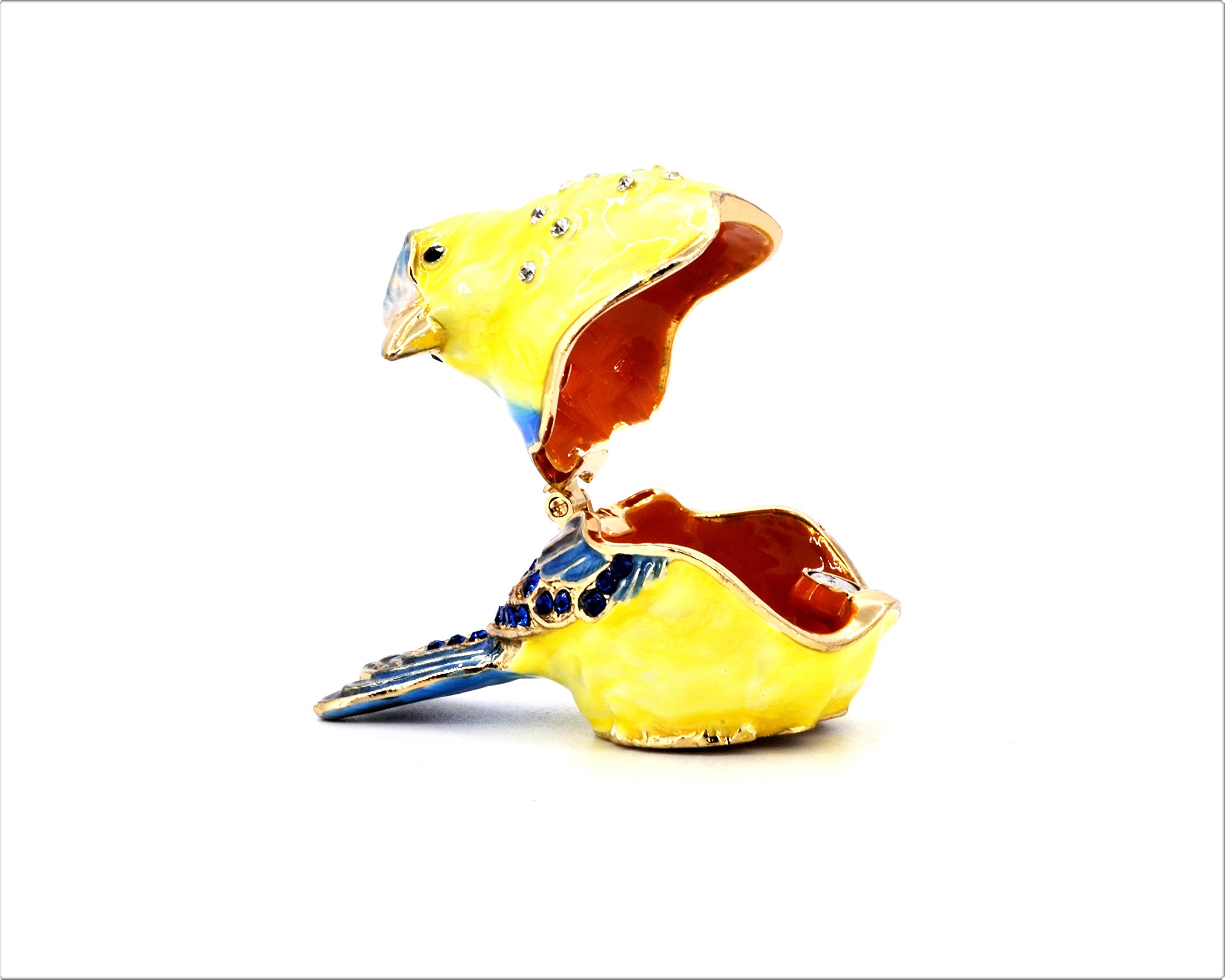 Handmade Sparrow Trinket Box with Austrian Crystals - Perfect for Jewelry Storage