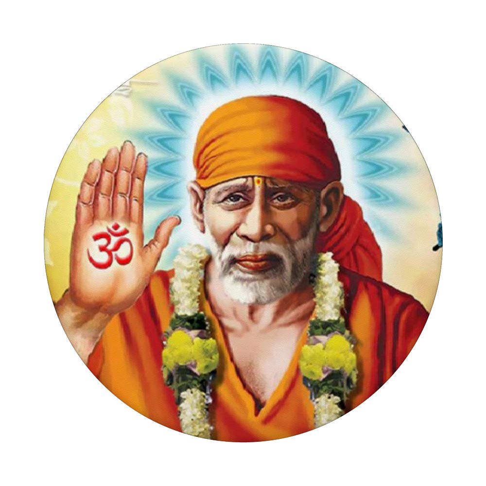 Om Sai Ram Sai Baba Shirdi Sai PopSockets PopGrip - Swappable Phone & Tablet Grip for Devotees | Perfect for Prayer, Meditation & Daily Use