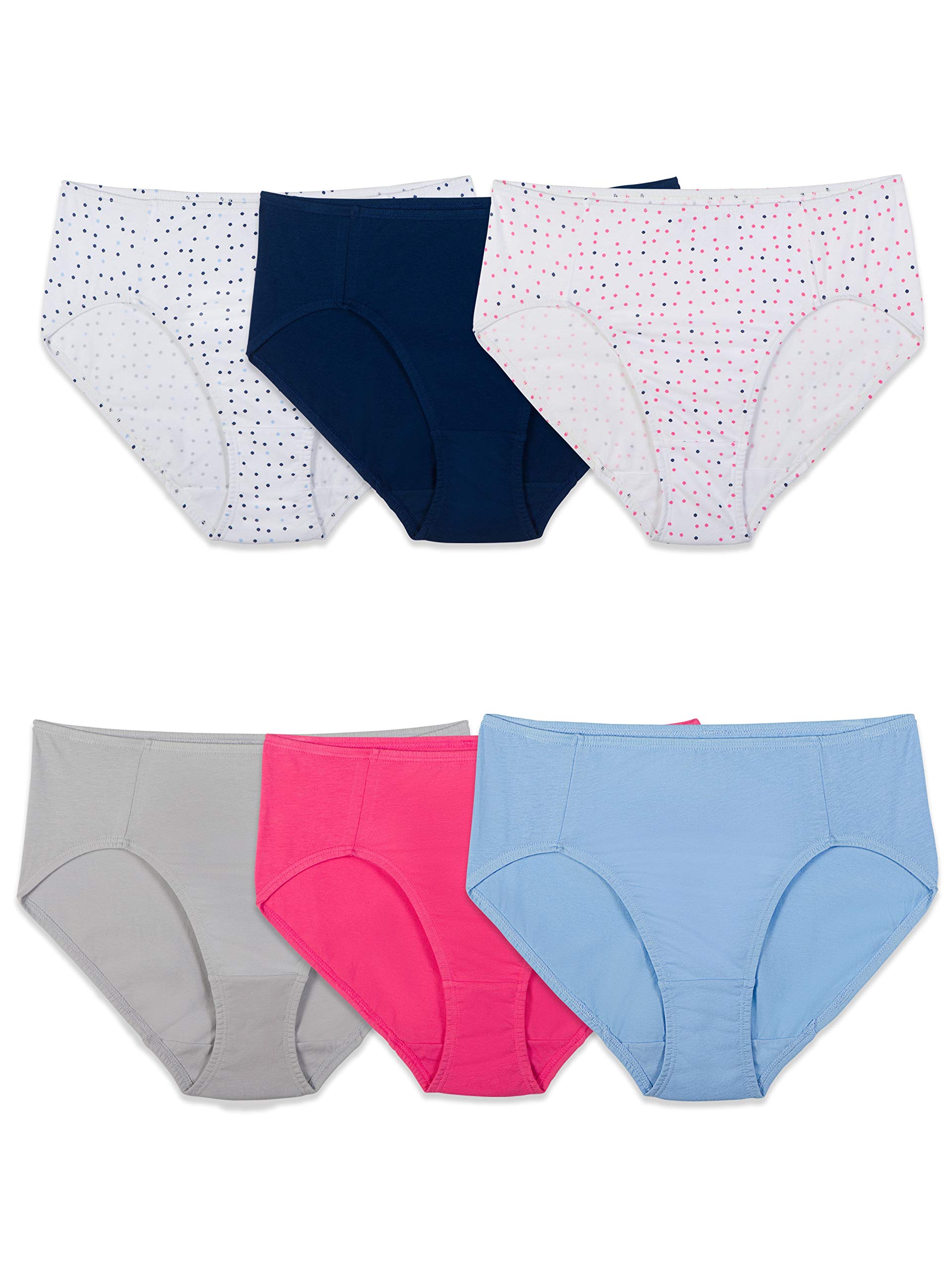 Fruit of the Loom Women's 6-Pack Cotton Stretch Briefs - High Cut Underwear for Everyday Comfort & Support | Perfect for Work, Gym & Lounge Wear