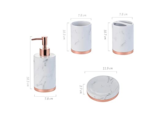 5-Piece Marble Look Bathroom Accessories Set - Resin Countertop Decor for Bathroom, Restroom & Apartment | Includes Soap Dispenser, Toothbrush Holder & More | Perfect for Modern Home & Hotel Decor