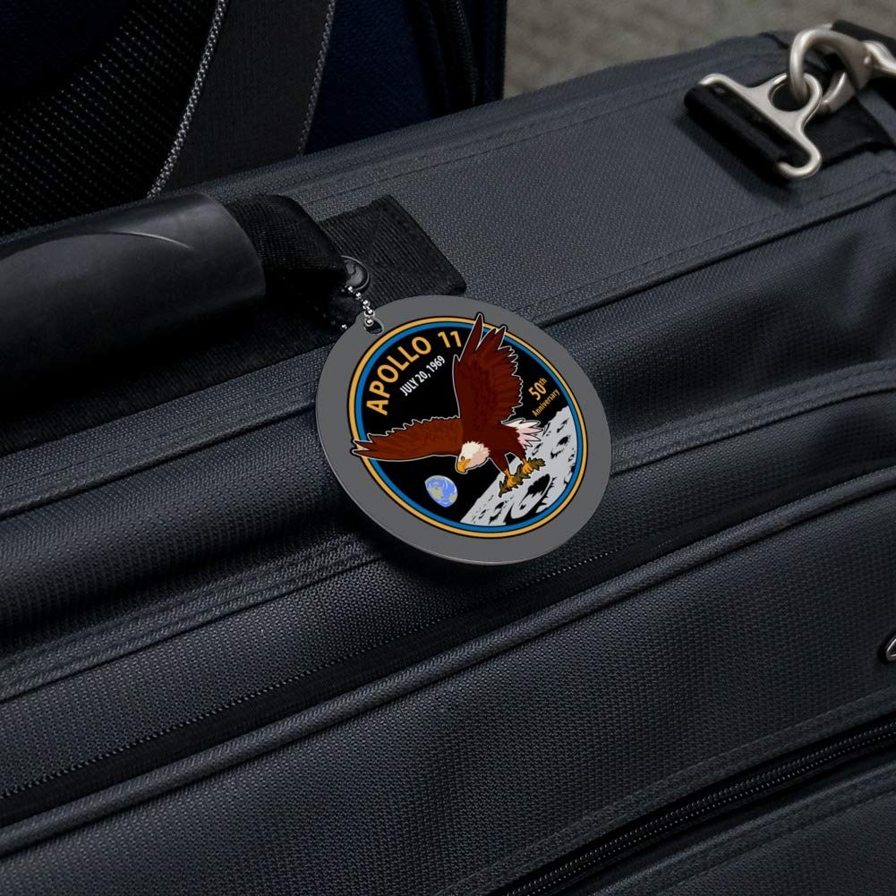 NASA Apollo 11 50th Anniversary Collectible Patch - Round Luggage ID Tag for Travel Bags & Backpacks - Perfect for Space Enthusiasts & Aviation Lovers