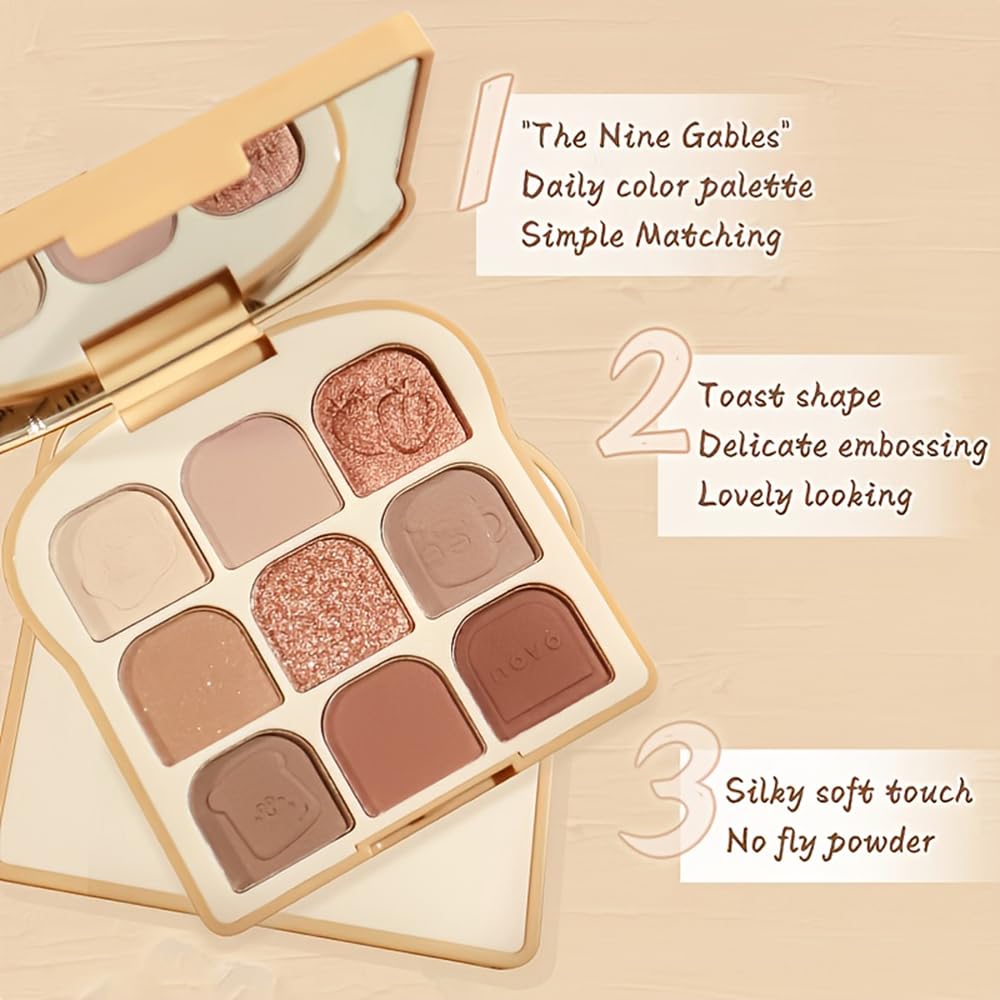 9 Colors Eyeshadow Palette with 3 Brushes - Nude Matte Shimmer Neutral Glitter Long Lasting Highly Pigmented Makeup Set for Women | Perfect for Daily Use, Party & Professional Makeup Looks #02