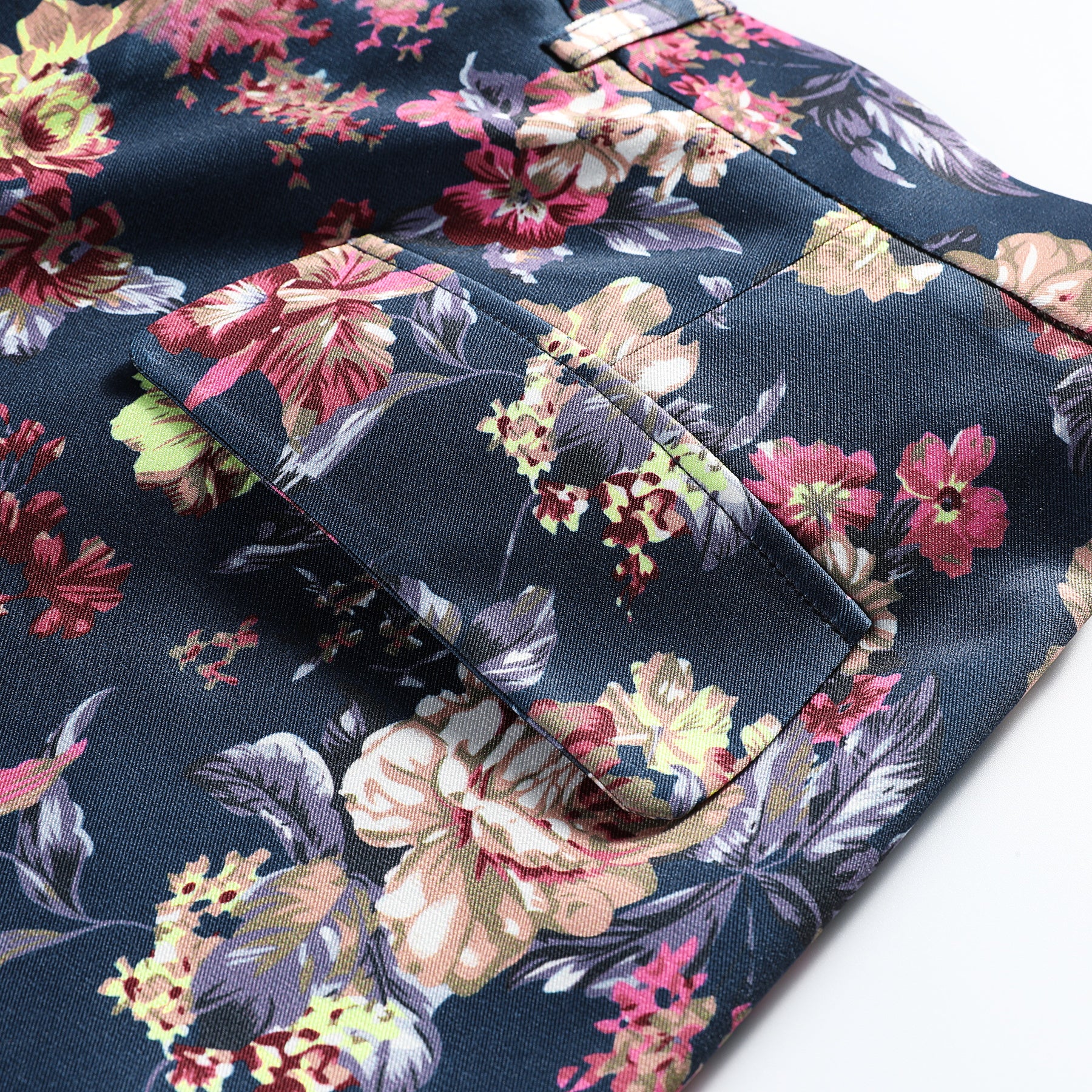 Slim Fit Floral Print Pants for Women - Navy Blue Casual Trousers for Office, Travel & Everyday Wear
