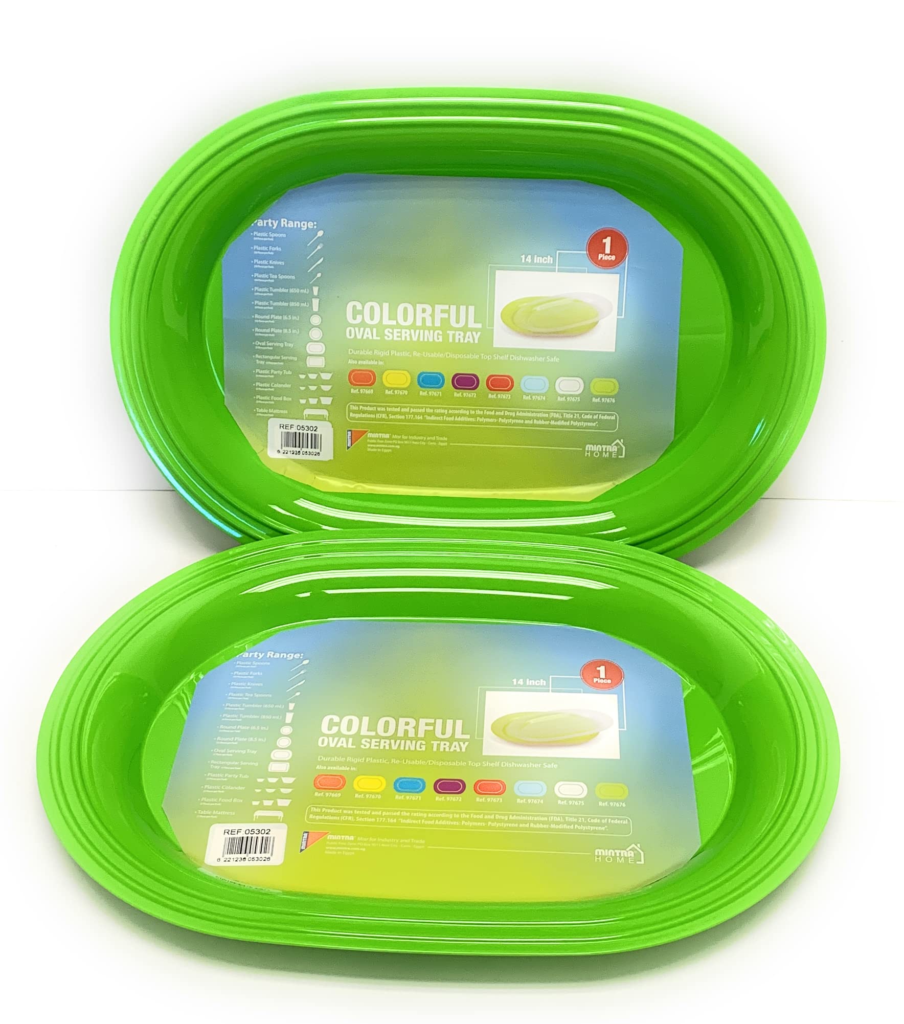Eco-Friendly Reusable Plastic Plates Set - 2 Pack Green Oval Serving Trays for Parties, Picnics & Outdoor Dining | Durable & Lightweight by Mintra Home