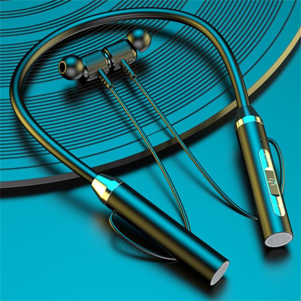 200H Playtime Wireless Bluetooth Neckband Headphones with Mic, IPX5 Waterproof Stereo Earbuds for Running, Gym Workout, Office & Commuting - Black
