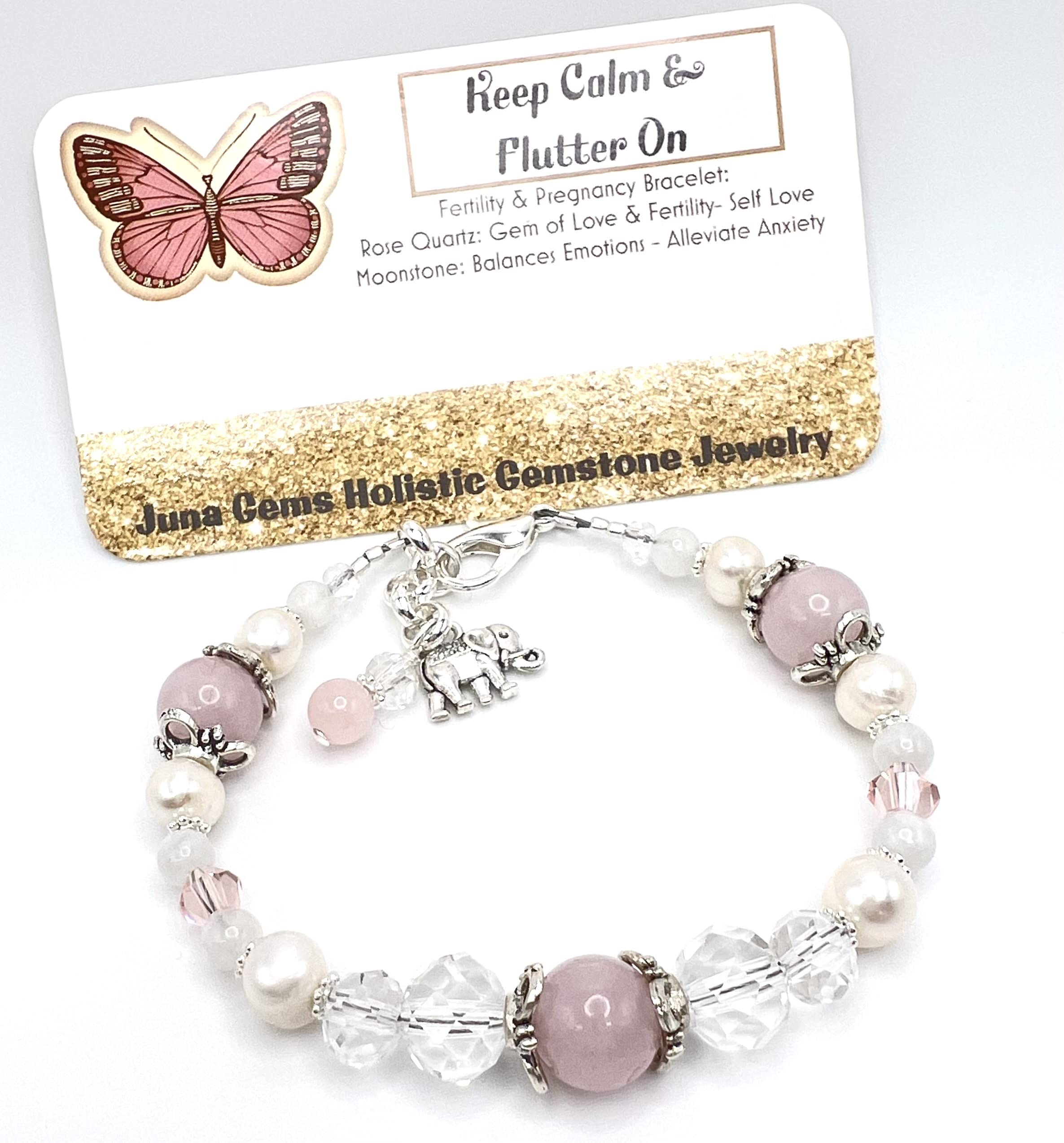 Luna Love Fertility & Pregnancy Bracelet - Natural Rose Quartz & Moonstone Gemstone Jewelry for Women | Crystal Healing, Fertility Support & Pregnancy Gift | Perfect for Moms-to-Be, Baby Showers & Spiritual Healing