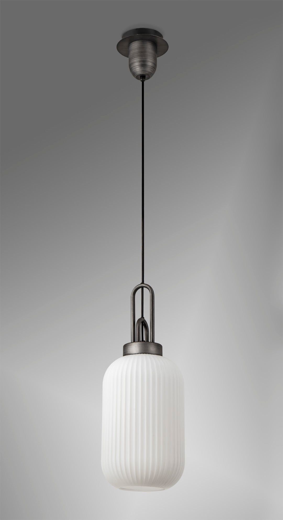 Stylish Cadiz 1-Light Pendant Light with 20cm Tubular Ribbed Glass Shade - E27 Socket, IP20 Rated, Multiple Color Options - Perfect for Kitchen Island, Dining Room, or Entryway Lighting