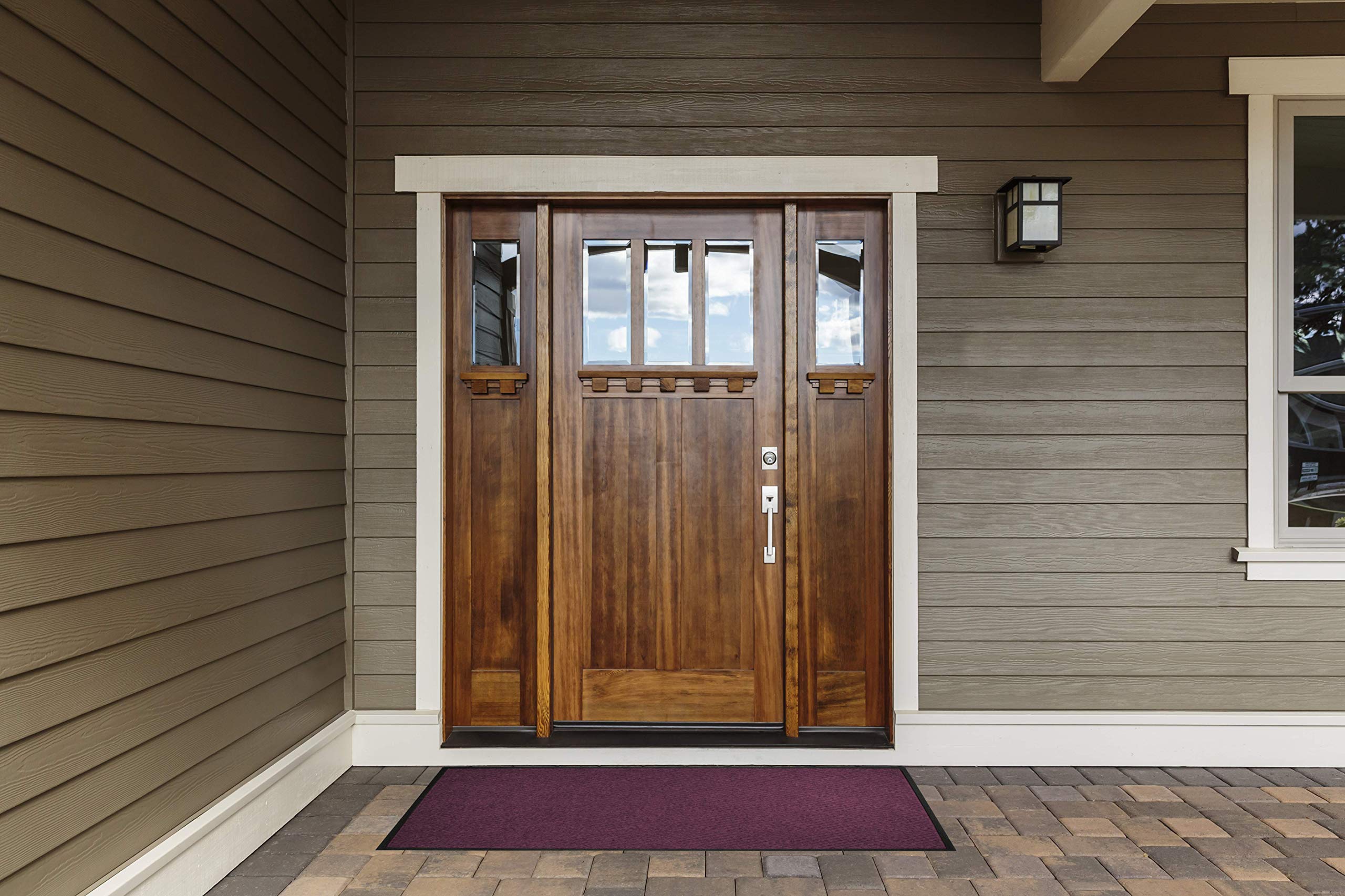 WaterHog Diamond Commercial-Grade Entrance Mat with Rubber Border – Indoor/Outdoor Quick-Drying Stain-Resistant Doormat (Bluestone, 3' x 8') for Home, Office, and High-Traffic Areas