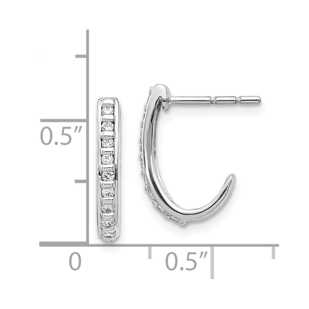 14K White Gold Diamond J-Hoop Post Earrings for Women - Elegant Dangle Earrings for Everyday Wear & Special Occasions | Perfect Gift for Anniversary, Birthday & Valentine's Day