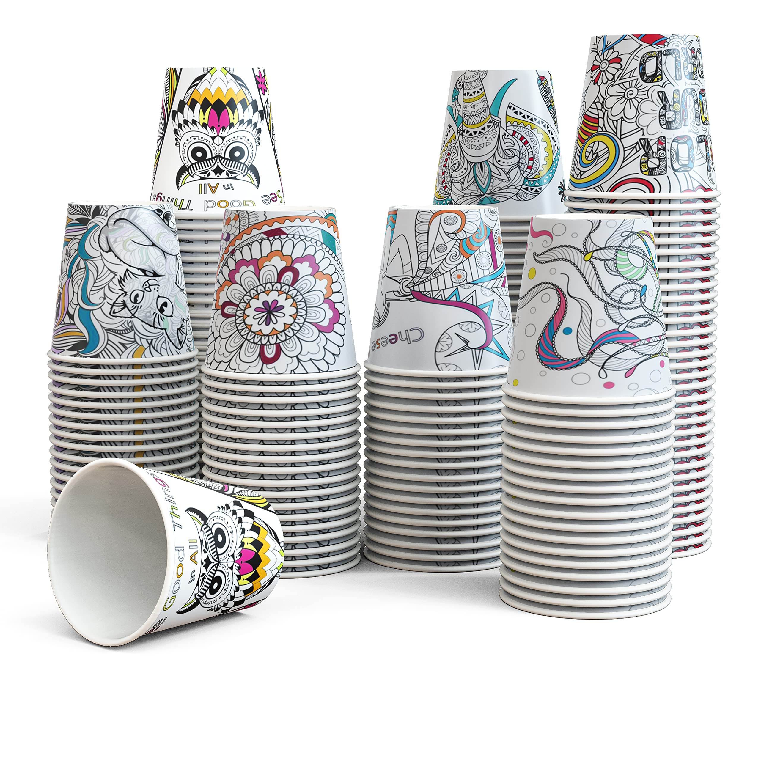 100-Pack 4oz Disposable Paper Cups - Eco-Friendly Art Kups for Mouthwash, Espresso, Coffee, Ice Cream & More | Perfect for Home, Office, Kids & Parties | Small Bathroom Cups for Daily Use & Entertaining