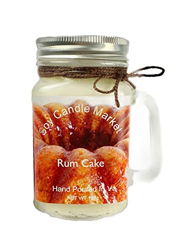 Premium Soy Scented Candles - Handmade Aromatic Candles in Glass Jar (85-Hour Burn Time) | Rum Cake Fragrance 16oz - Perfect for Home Decor, Romantic Dinners, Weddings & Birthday Gifts | Creates Cozy Ambiance for Relaxation & Stress Relief