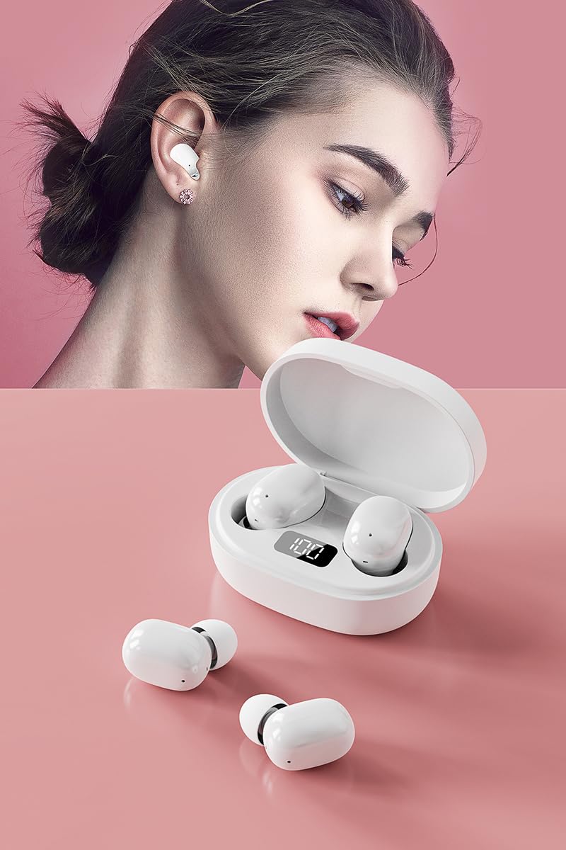 DX-05 True Wireless Earbuds with Bluetooth 5.3, Lightweight Comfortable In-Ear Headphones with Built-in Mic, IPX5 Waterproof, Hi-Fi Stereo Sound for Running, Gym, Workout & Travel (Black)
