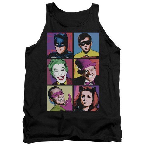 Batman Classic TV-Pop Cast Adult Tank Top - Black, Extra Large - Superhero Fan Apparel for Casual Wear & Cosplay