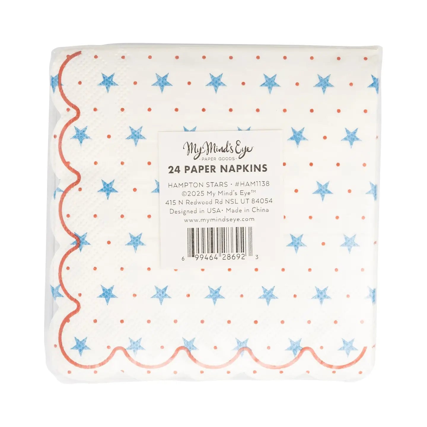 Elegant Hamptons Style Petite Stars Cocktail Napkins - 5.5 Inch Square Linen-Like Paper Napkins for Parties, Weddings & Home Decor