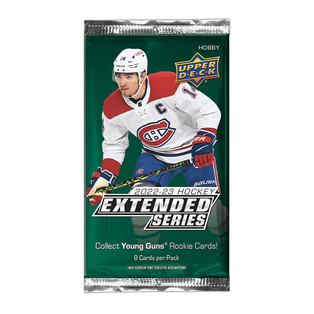 2022-23 Upper Deck Extended Series Hockey Hobby Pack - Single Pack for Collectors & Trading Cards Enthusiasts - Perfect for Sports Memorabilia Collections & Gifts