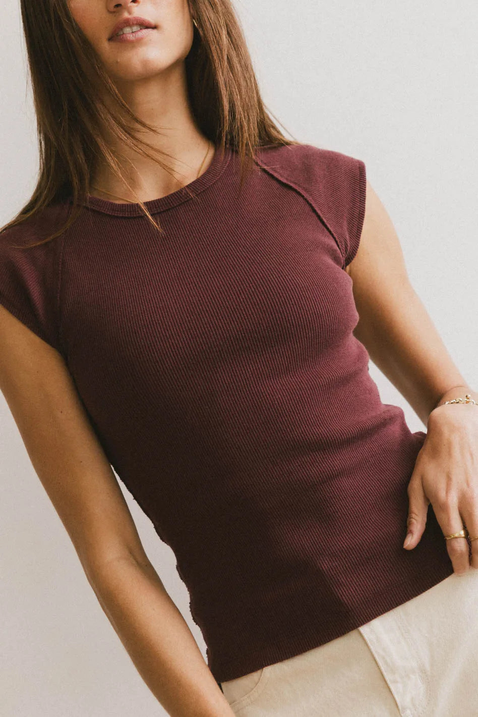 Huxley Women's Cap Sleeve Blouse in Elegant Wine Red - Perfect for Office Wear, Date Nights & Casual Outings