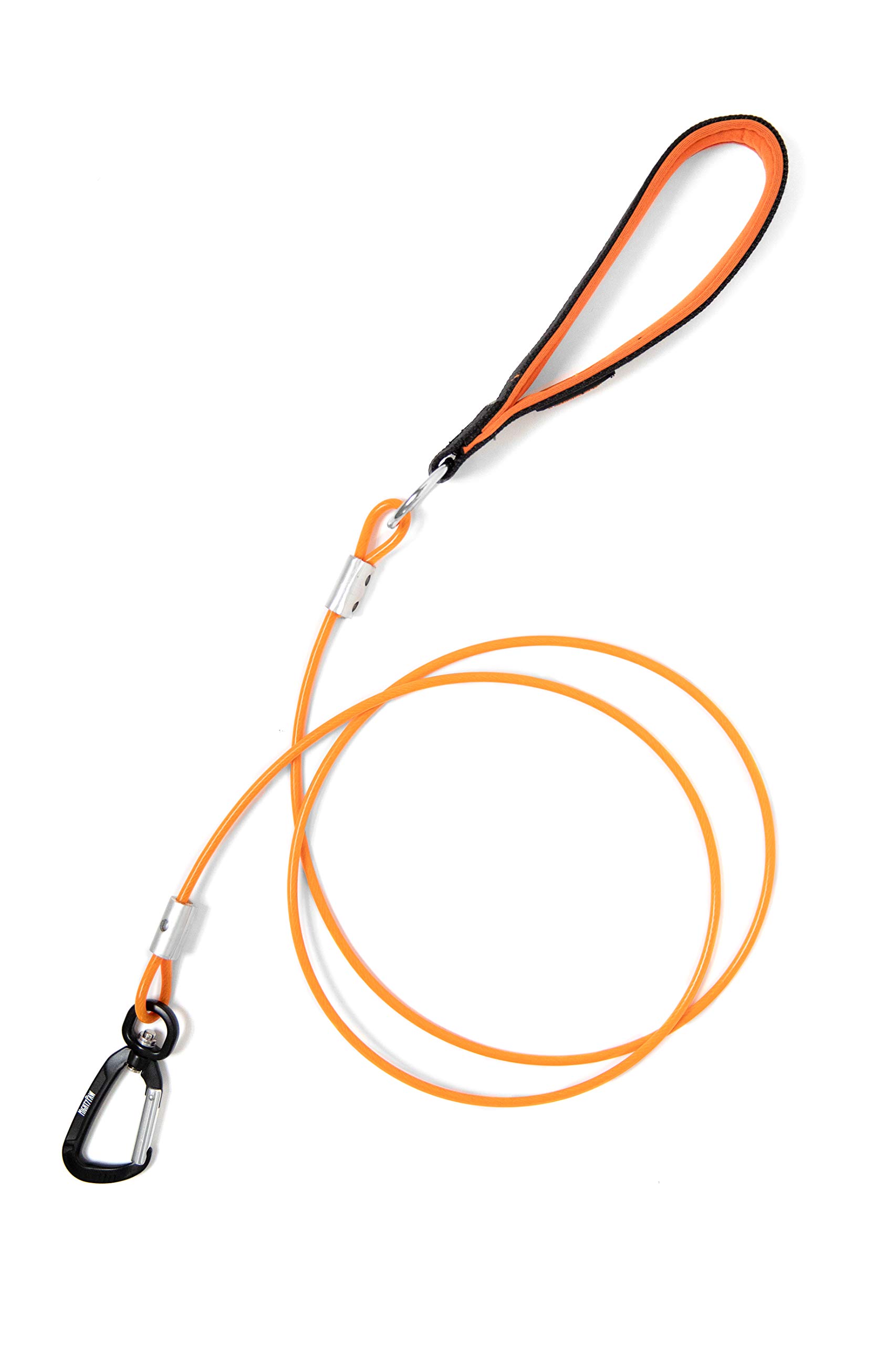 Mighty Paw Chew Proof Metal Cable Dog Leash - 6ft Braided Cord with Padded Handle for Large Dogs & Teething Puppies - Anti Biting Durable Leash (Orange) - Perfect for Walking, Training & Aggressive Chewers
