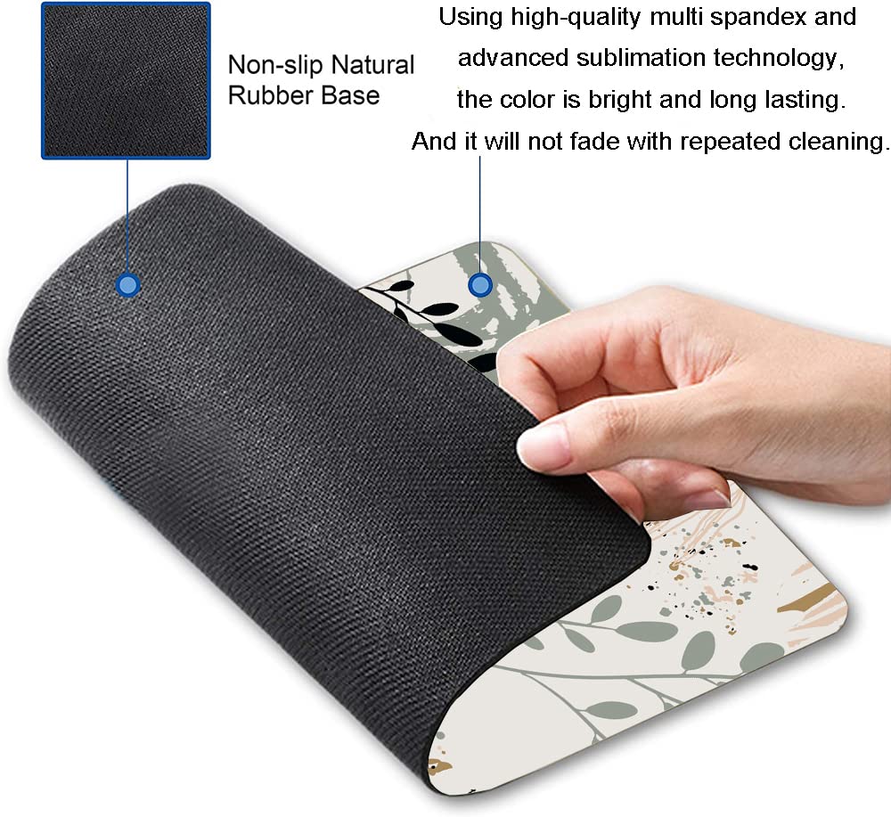 Abstract Art Mouse Pad - Waterproof Non-Slip Rubber Base Square Mouse Mat for Office & Laptop - Modern Boho Leaves Design - Perfect for Work, Gaming & Home Office Setup