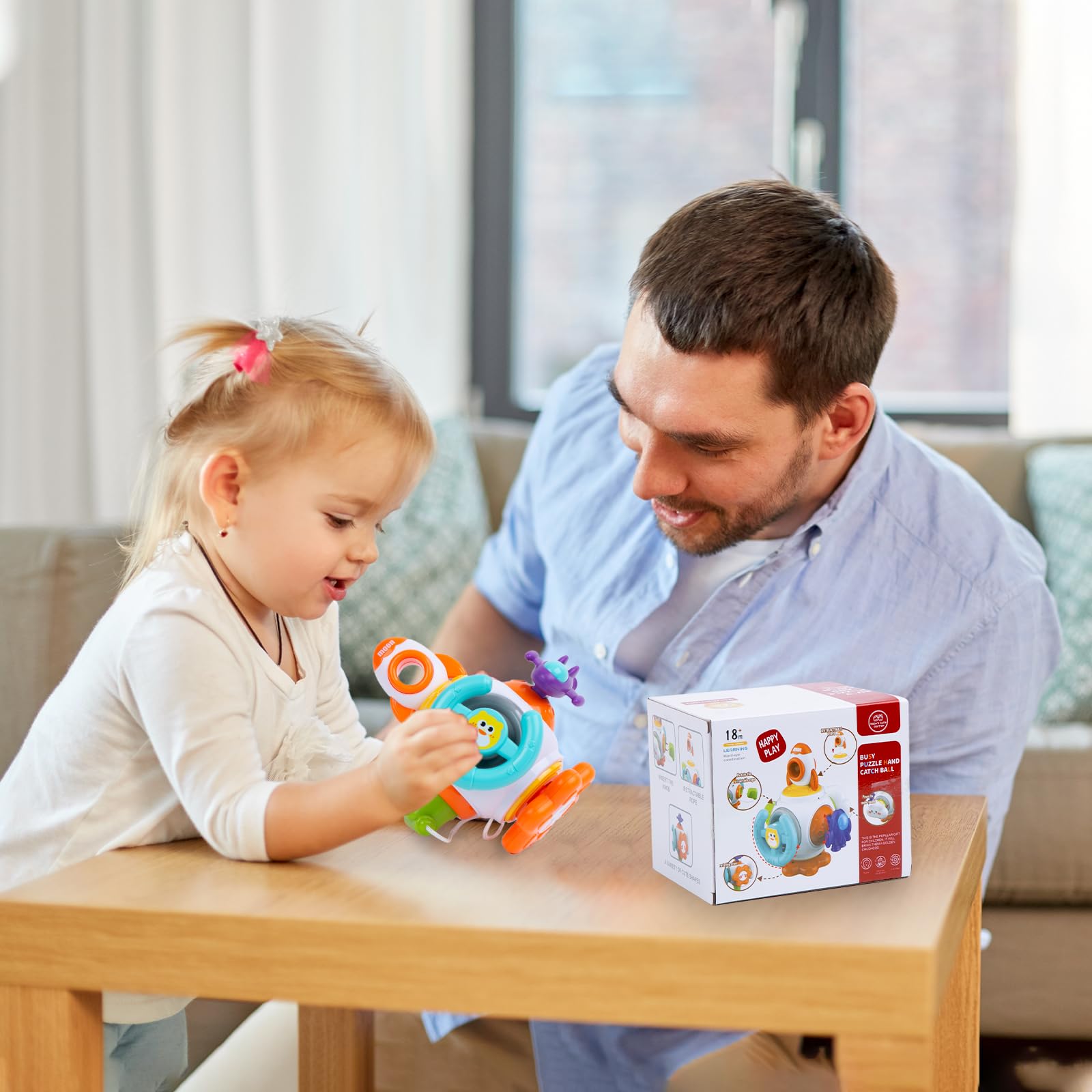 Montessori Sensory Toys for Toddlers 1-3 Years - Educational Busy Board Cube for Baby Boys & Girls - Car Travel Activities & Learning Toy for 18 Month Olds (Rocket Design) | Perfect for Road Trips, Airplane Entertainment & Early Childhood Development