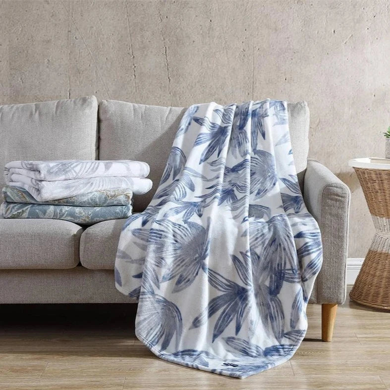 Tommy Bahama Home Kayo Blue Throw Blanket - Soft & Cozy Lightweight Blanket for Sofa, Bed, Travel & Outdoor Use